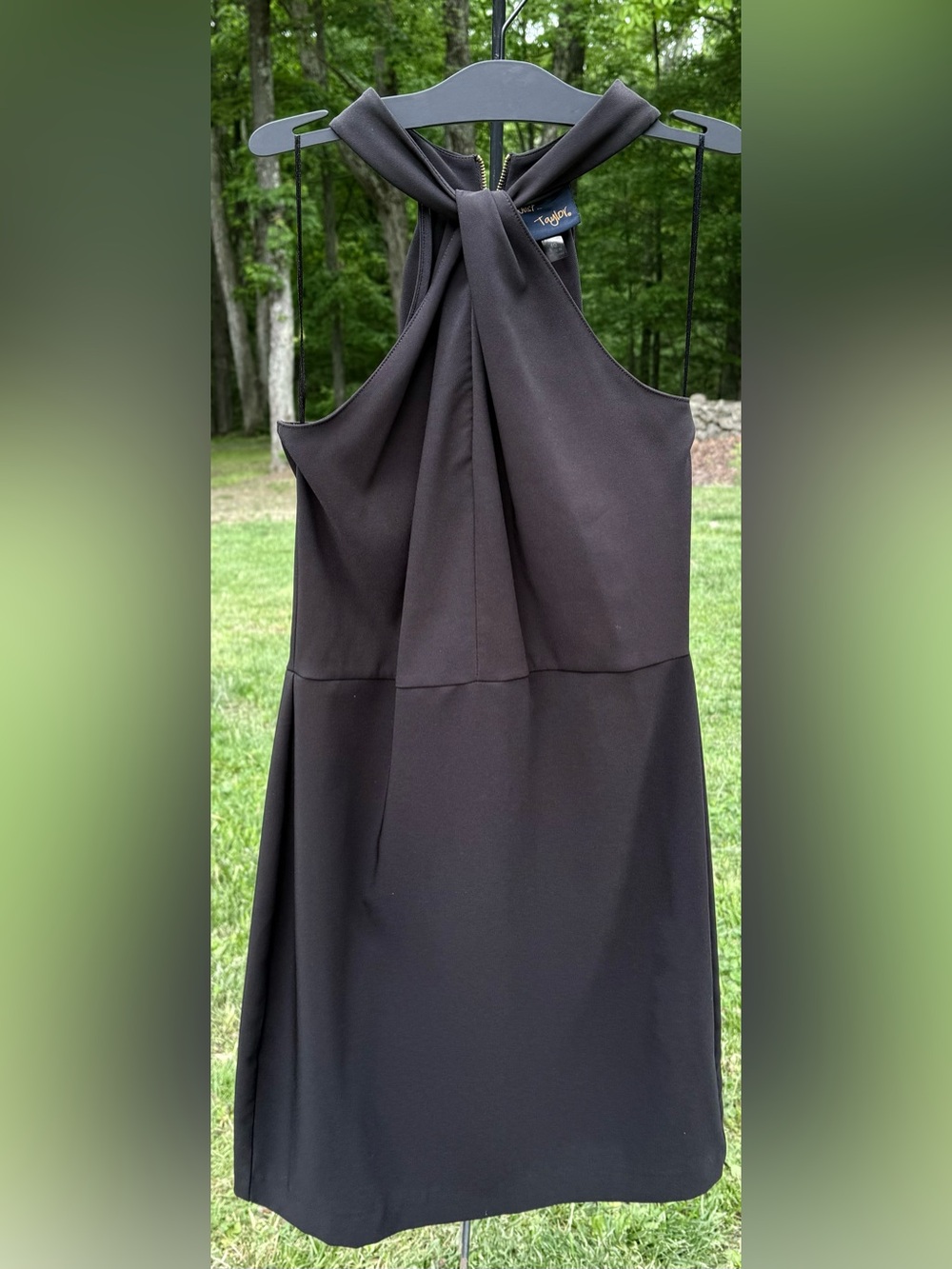 Just...Taylor Black Strapless Knot-Front Cocktail Dress